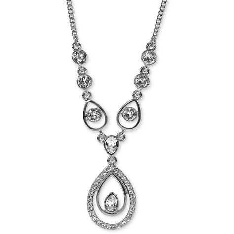 givenchy silver tone crystal y necklace|Givenchy necklace and earring set.